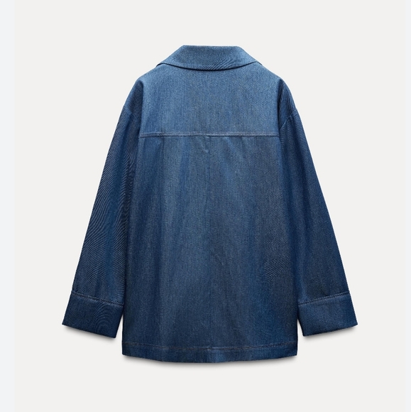 DENIM EFFECT OVERSIZED BLAZER SIZE L - Picture 8 of 10